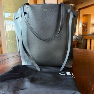 Celine Medium Phantom Cabas Black Leather Tote Bag